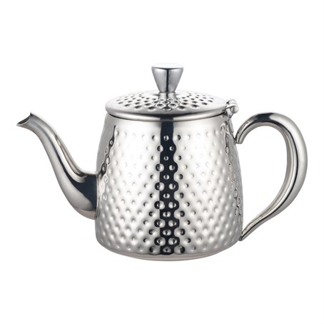 Café Ole Sandringham 35oz Tea Pot, Stainless Steel  Hammer Finish